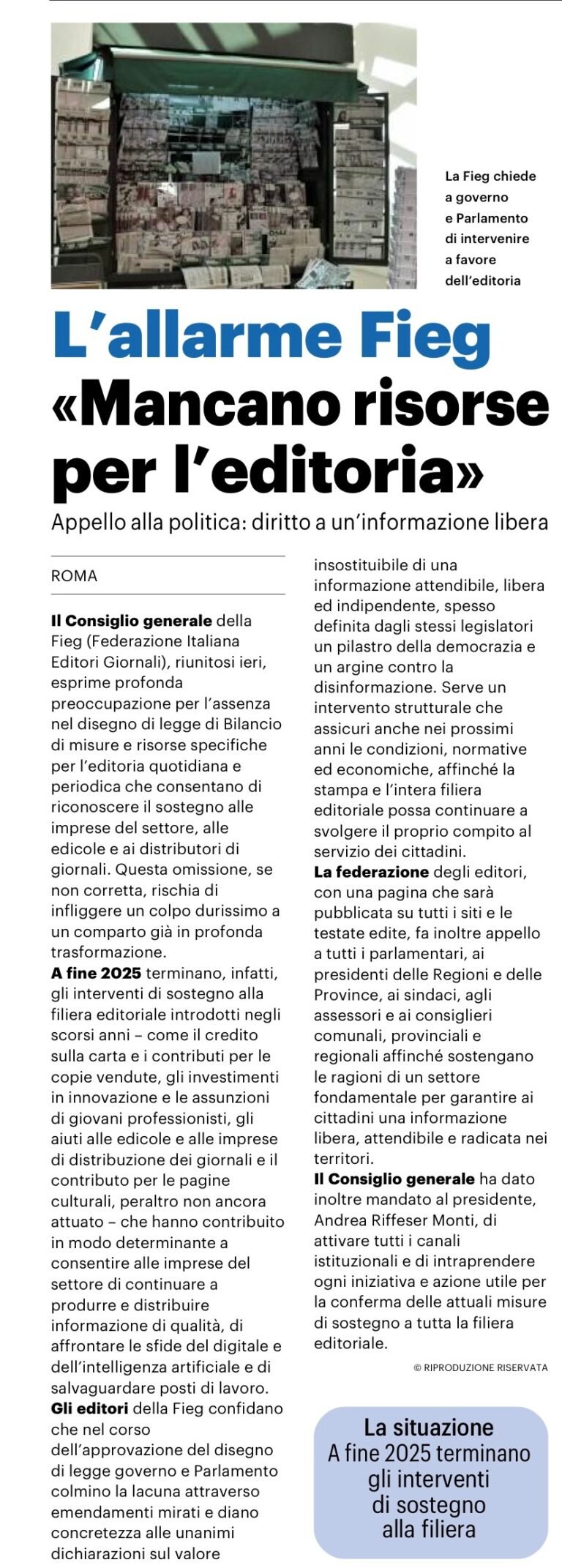 allarme fieg mancano risorse alleditoria