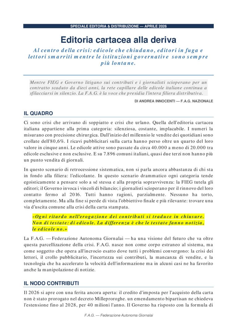 la crisi editoria cartacea 15 04 2026 preview