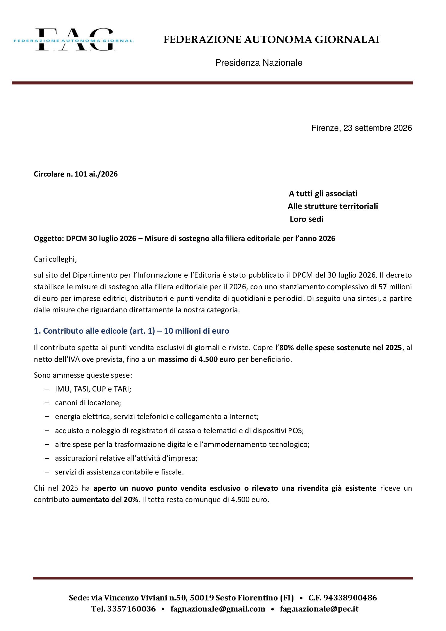 bonus edicole 2026 prot.101 ia 2026 preview